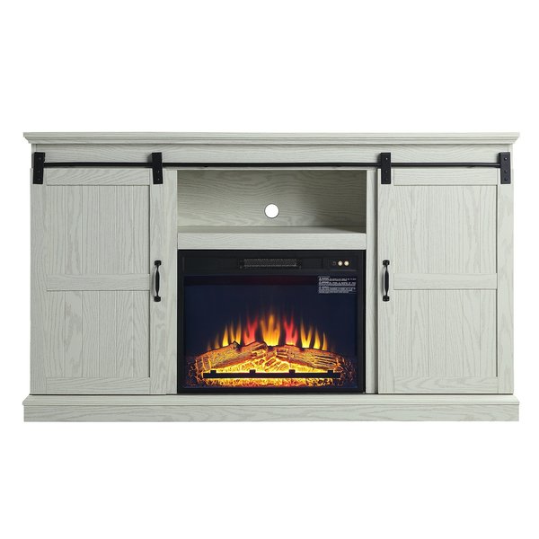 Manhattan Comfort Myrtle 60" Fireplace with 2 Sliding Doors and Media Wire Management in Cream Oak FP2-CR